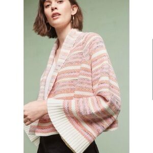 Moth Mahalia Kimono Sleeve Cardigan Sweater Cream Peach Medium